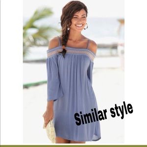 Pleated Gray Mini Dress Grey Cold Shoulder women Swing Style